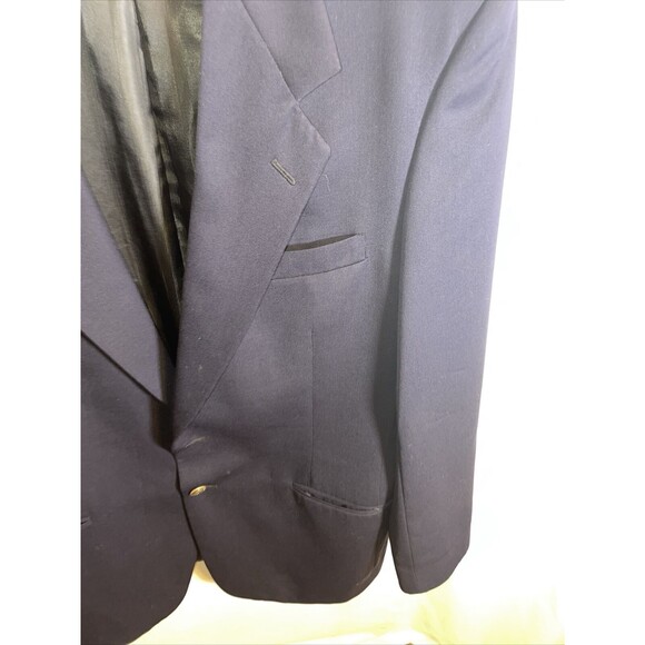 Pierre Cardin Suit Jacket Men’s Size 42L Blue 100% Worsted Wool Missing Button - Picture 7 of 12